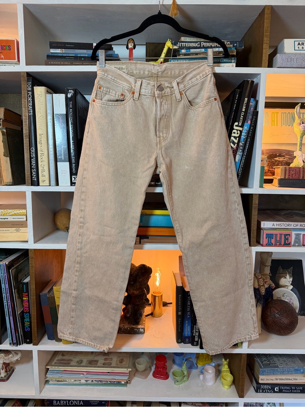 Levis Beige Straight-Leg Jeans